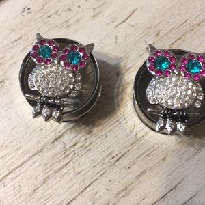 Sparkly owl plugs body jewelry